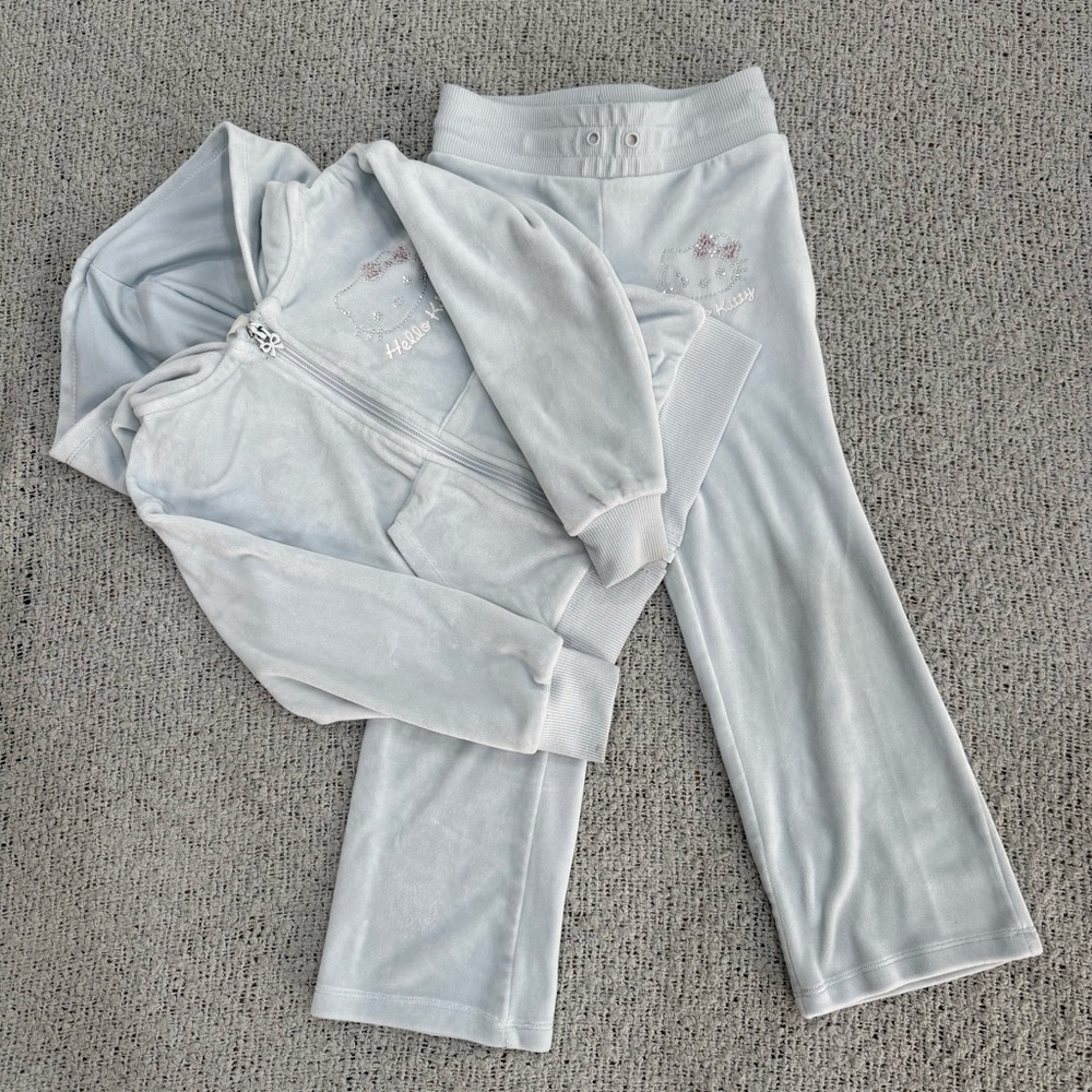 H&M x Sanrio Hello Kitty Velour Tracksuit Set Hoodie Zip Jacket Pants Girls 3-4Y